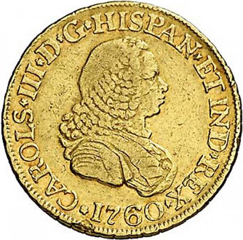 2 Escudos Obverse Image minted in SPAIN in 1760J (1759-88  -  CARLOS III)  - The Coin Database