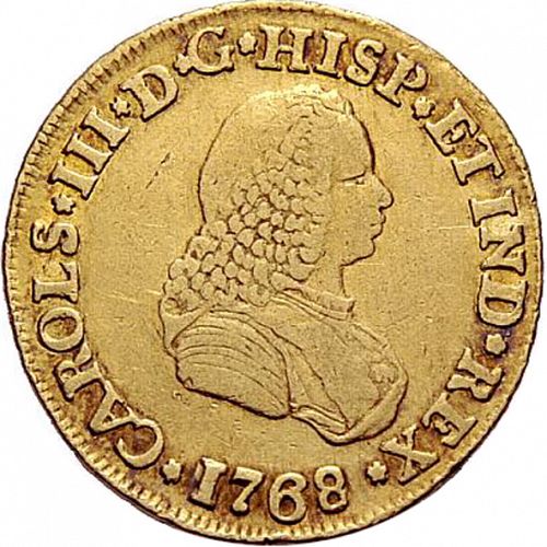 2 Escudos Obverse Image minted in SPAIN in 1768J (1759-88  -  CARLOS III)  - The Coin Database