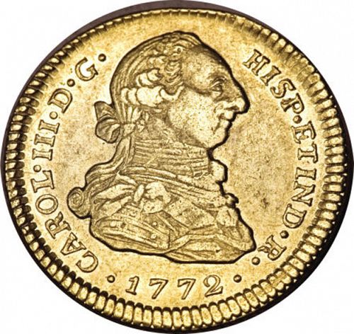 2 Escudos Obverse Image minted in SPAIN in 1772JS (1759-88  -  CARLOS III)  - The Coin Database