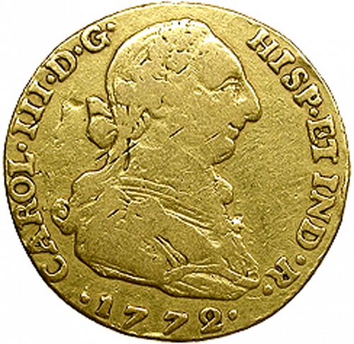 2 Escudos Obverse Image minted in SPAIN in 1772VJ (1759-88  -  CARLOS III)  - The Coin Database