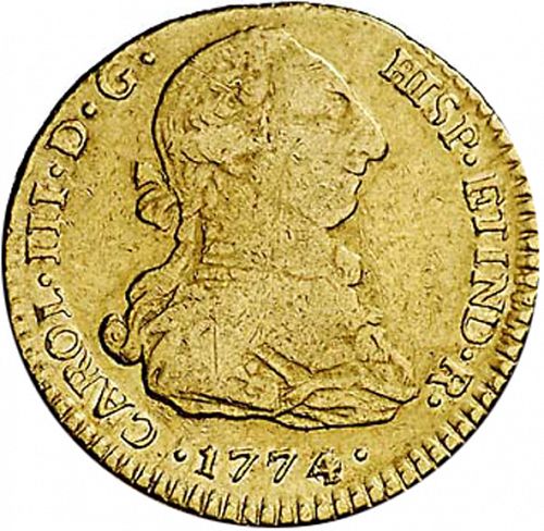 2 Escudos Obverse Image minted in SPAIN in 1774DA (1759-88  -  CARLOS III)  - The Coin Database