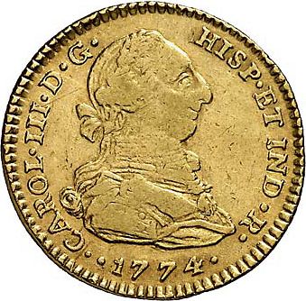 2 Escudos Obverse Image minted in SPAIN in 1774JJ (1759-88  -  CARLOS III)  - The Coin Database