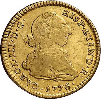 2 Escudos Obverse Image minted in SPAIN in 1776MJ (1759-88  -  CARLOS III)  - The Coin Database