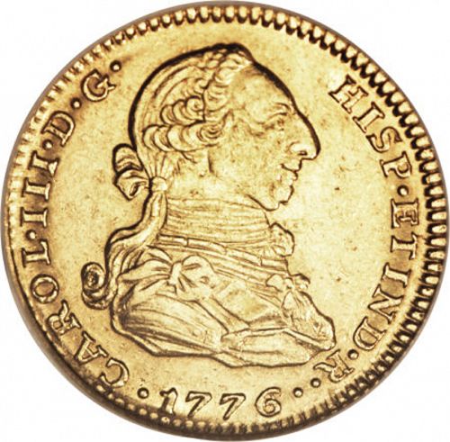 2 Escudos Obverse Image minted in SPAIN in 1776PJ (1759-88  -  CARLOS III)  - The Coin Database