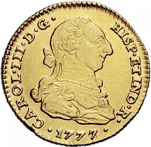 2 Escudos Obverse Image minted in SPAIN in 1777CF (1759-88  -  CARLOS III)  - The Coin Database