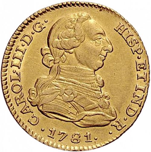 2 Escudos Obverse Image minted in SPAIN in 1781PJ (1759-88  -  CARLOS III)  - The Coin Database