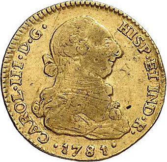 2 Escudos Obverse Image minted in SPAIN in 1781SF (1759-88  -  CARLOS III)  - The Coin Database