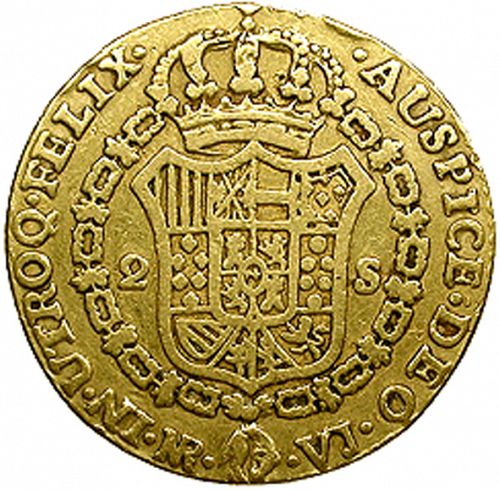 2 Escudos Reverse Image minted in SPAIN in 1772VJ (1759-88  -  CARLOS III)  - The Coin Database