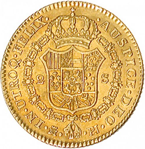 2 Escudos Reverse Image minted in SPAIN in 1774PJ (1759-88  -  CARLOS III)  - The Coin Database
