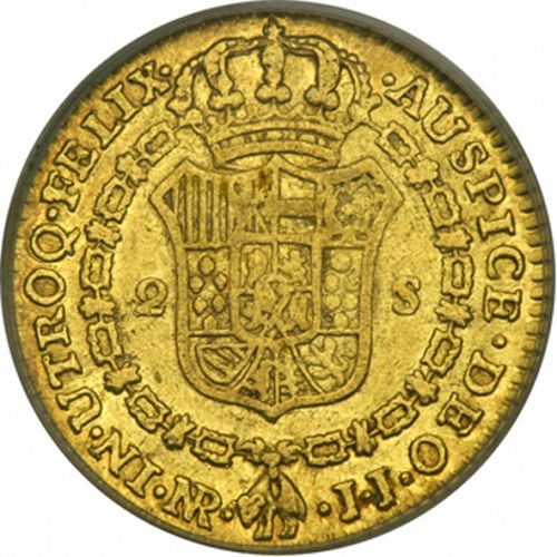 2 Escudos Reverse Image minted in SPAIN in 1778JJ (1759-88  -  CARLOS III)  - The Coin Database