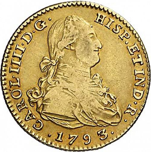 2 Escudos Obverse Image minted in SPAIN in 1793CN (1788-08  -  CARLOS IV)  - The Coin Database
