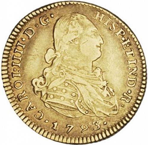 2 Escudos Obverse Image minted in SPAIN in 1793IJ (1788-08  -  CARLOS IV)  - The Coin Database