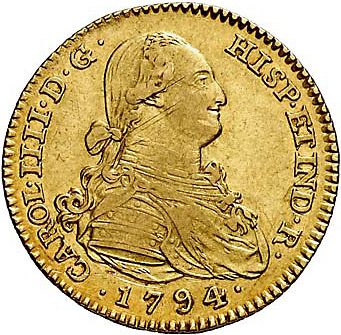 2 Escudos Obverse Image minted in SPAIN in 1794MF (1788-08  -  CARLOS IV)  - The Coin Database