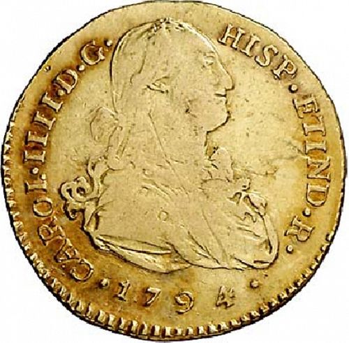 2 Escudos Obverse Image minted in SPAIN in 1794M (1788-08  -  CARLOS IV)  - The Coin Database