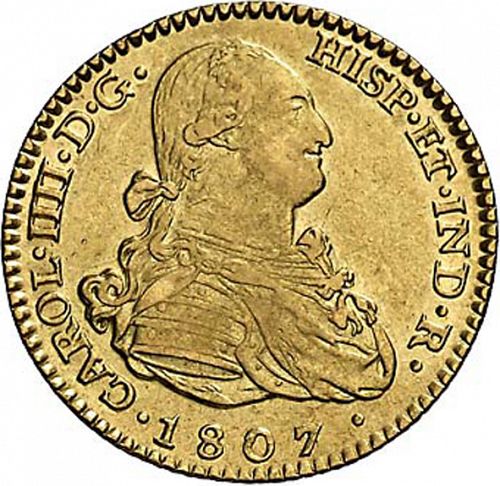 2 Escudos Obverse Image minted in SPAIN in 1807FA (1788-08  -  CARLOS IV)  - The Coin Database
