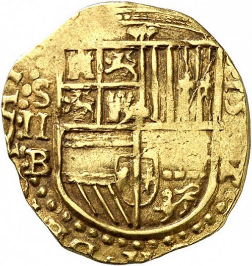 2 Escudos Obverse Image minted in SPAIN in 1592B (1556-98  -  FELIPE II)  - The Coin Database