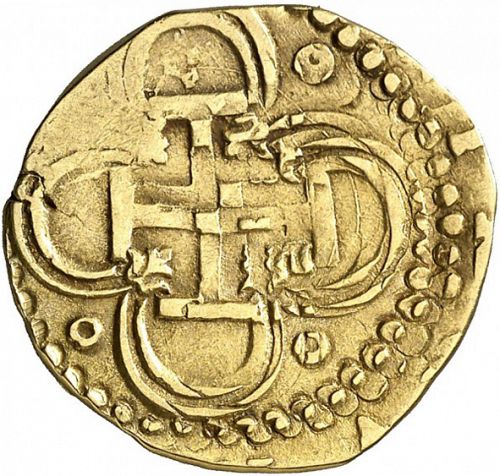 2 Escudos Reverse Image minted in SPAIN in 1590C (1556-98  -  FELIPE II)  - The Coin Database