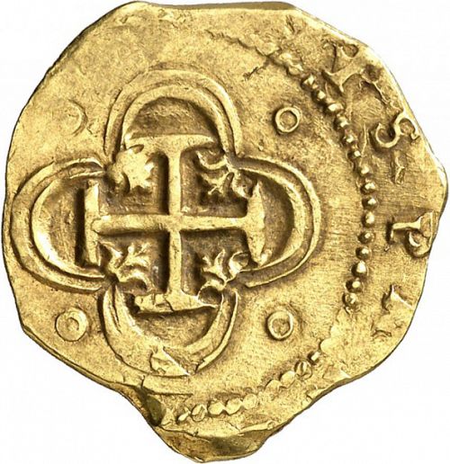 2 Escudos Reverse Image minted in SPAIN in 1597V (1556-98  -  FELIPE II)  - The Coin Database