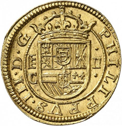 2 Escudos Obverse Image minted in SPAIN in 1610C (1598-21  -  FELIPE III)  - The Coin Database