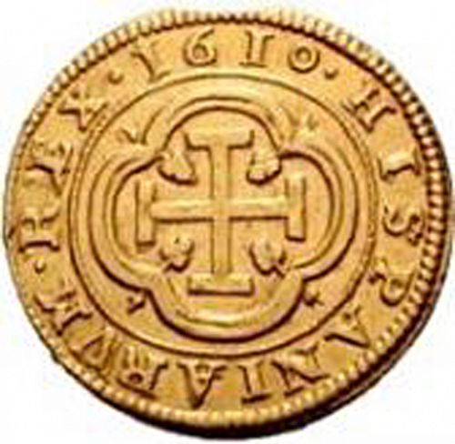 2 Escudos Reverse Image minted in SPAIN in 1610A (1598-21  -  FELIPE III)  - The Coin Database