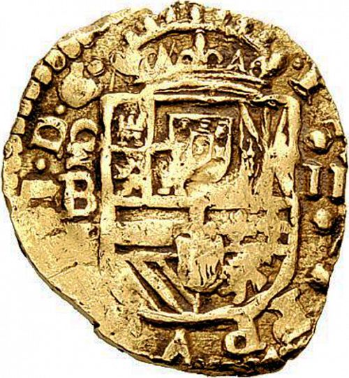 2 Escudos Obverse Image minted in SPAIN in 1645B (1621-65  -  FELIPE IV)  - The Coin Database