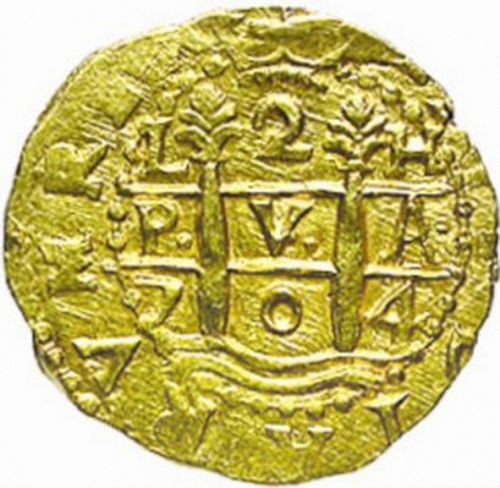 2 Escudos Obverse Image minted in SPAIN in 1704H (1700-46  -  FELIPE V)  - The Coin Database