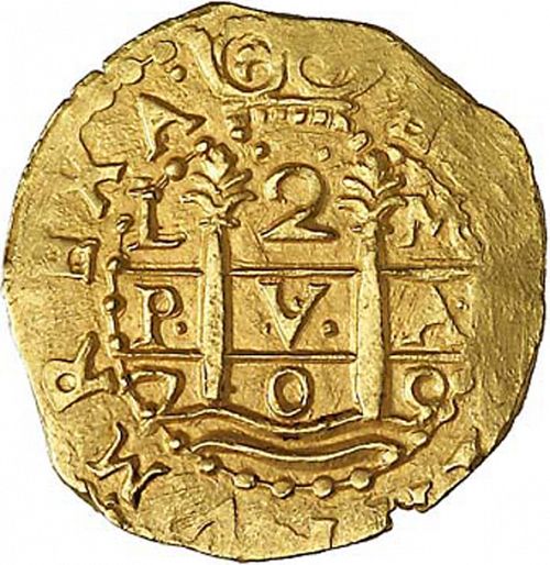 2 Escudos Obverse Image minted in SPAIN in 1709M (1700-46  -  FELIPE V)  - The Coin Database
