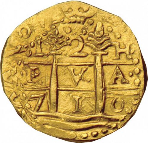 2 Escudos Obverse Image minted in SPAIN in 1710H (1700-46  -  FELIPE V)  - The Coin Database