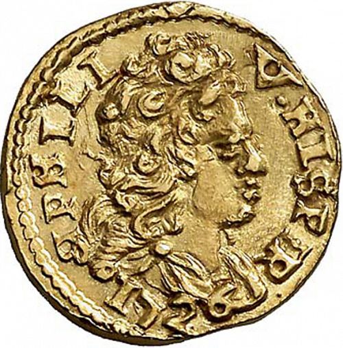 2 Escudos Obverse Image minted in SPAIN in 1726 (1700-46  -  FELIPE V)  - The Coin Database