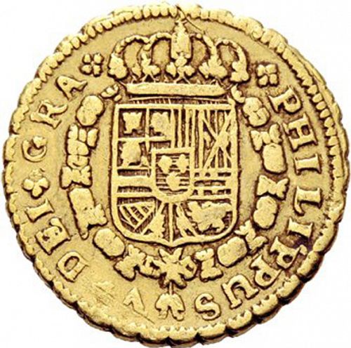 2 Escudos Obverse Image minted in SPAIN in 1727A (1700-46  -  FELIPE V)  - The Coin Database