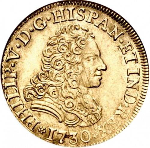 2 Escudos Obverse Image minted in SPAIN in 1730 (1700-46  -  FELIPE V)  - The Coin Database