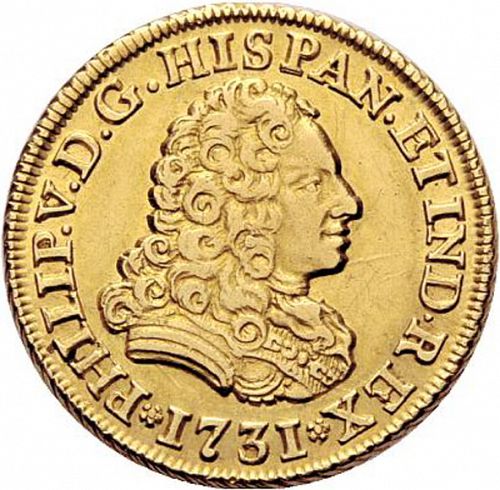 2 Escudos Obverse Image minted in SPAIN in 1731JF (1700-46  -  FELIPE V)  - The Coin Database