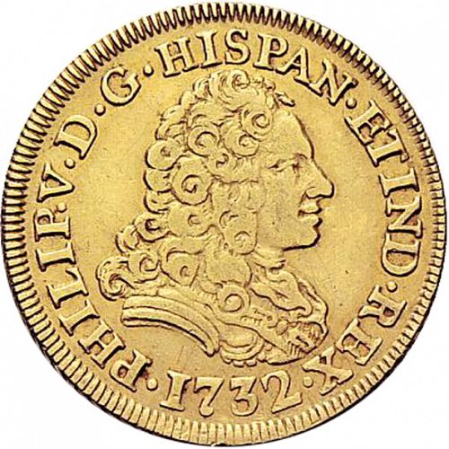 2 Escudos Obverse Image minted in SPAIN in 1732JF (1700-46  -  FELIPE V)  - The Coin Database