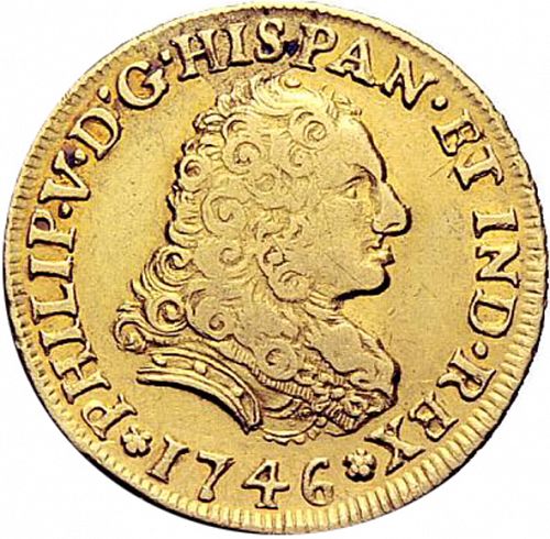 2 Escudos Obverse Image minted in SPAIN in 1746MF (1700-46  -  FELIPE V)  - The Coin Database