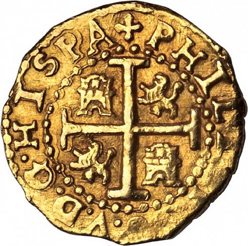 2 Escudos Reverse Image minted in SPAIN in 1701H (1700-46  -  FELIPE V)  - The Coin Database