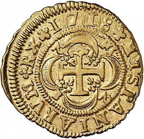 2 Escudos Reverse Image minted in SPAIN in 1718M (1700-46  -  FELIPE V)  - The Coin Database
