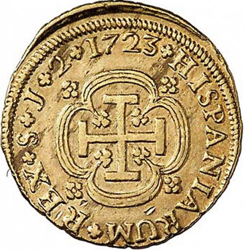 2 Escudos Reverse Image minted in SPAIN in 1723J (1700-46  -  FELIPE V)  - The Coin Database