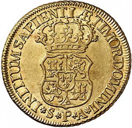 2 Escudos Reverse Image minted in SPAIN in 1733PA (1700-46  -  FELIPE V)  - The Coin Database