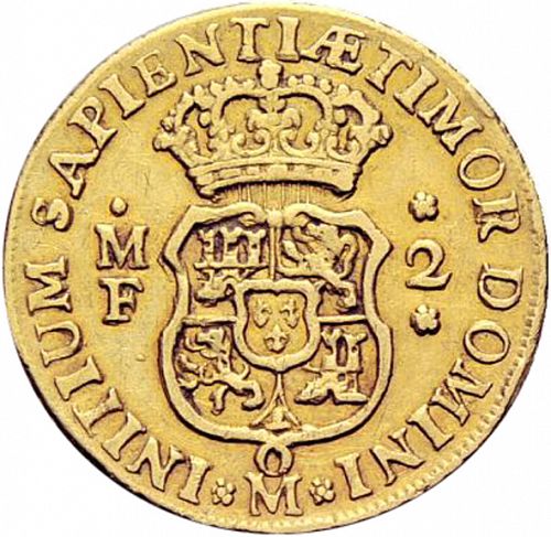 2 Escudos Reverse Image minted in SPAIN in 1743MF (1700-46  -  FELIPE V)  - The Coin Database