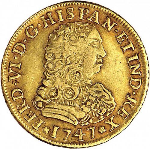 2 Escudos Obverse Image minted in SPAIN in 1747MF (1746-59  -  FERNANDO VI)  - The Coin Database