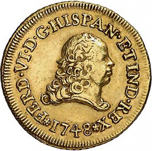 2 Escudos Obverse Image minted in SPAIN in 1748MF (1746-59  -  FERNANDO VI)  - The Coin Database