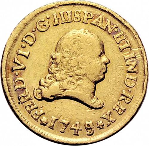 2 Escudos Obverse Image minted in SPAIN in 1749MF (1746-59  -  FERNANDO VI)  - The Coin Database