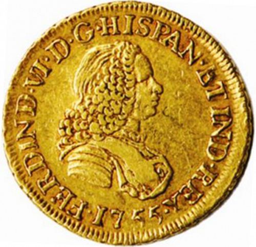 2 Escudos Obverse Image minted in SPAIN in 1755JM (1746-59  -  FERNANDO VI)  - The Coin Database