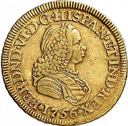2 Escudos Obverse Image minted in SPAIN in 1756S (1746-59  -  FERNANDO VI)  - The Coin Database
