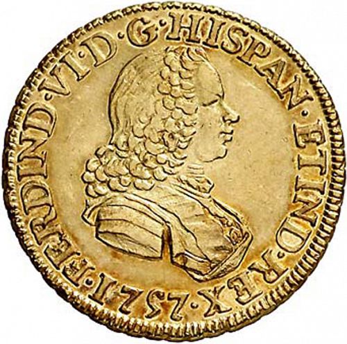 2 Escudos Obverse Image minted in SPAIN in 1757MM (1746-59  -  FERNANDO VI)  - The Coin Database