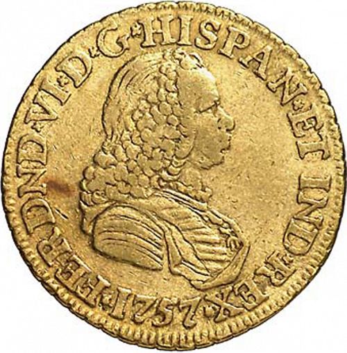 2 Escudos Obverse Image minted in SPAIN in 1757SJ (1746-59  -  FERNANDO VI)  - The Coin Database