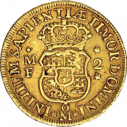 2 Escudos Reverse Image minted in SPAIN in 1747MF (1746-59  -  FERNANDO VI)  - The Coin Database