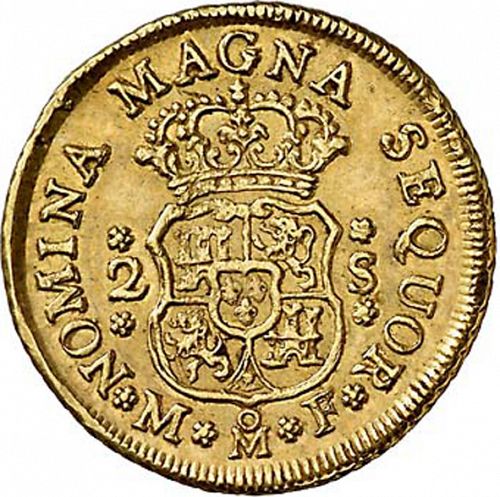 2 Escudos Reverse Image minted in SPAIN in 1748MF (1746-59  -  FERNANDO VI)  - The Coin Database
