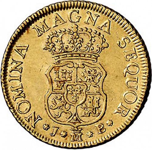 2 Escudos Reverse Image minted in SPAIN in 1749JB (1746-59  -  FERNANDO VI)  - The Coin Database
