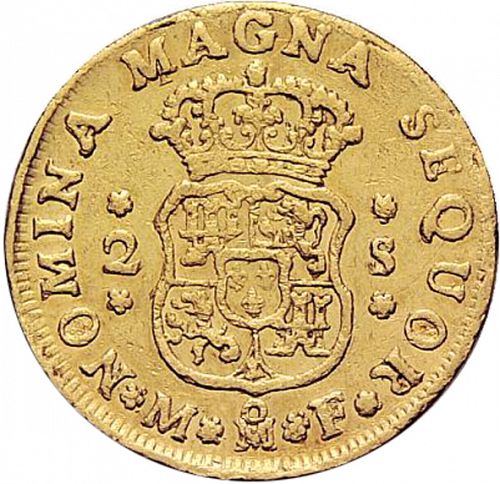 2 Escudos Reverse Image minted in SPAIN in 1749MF (1746-59  -  FERNANDO VI)  - The Coin Database